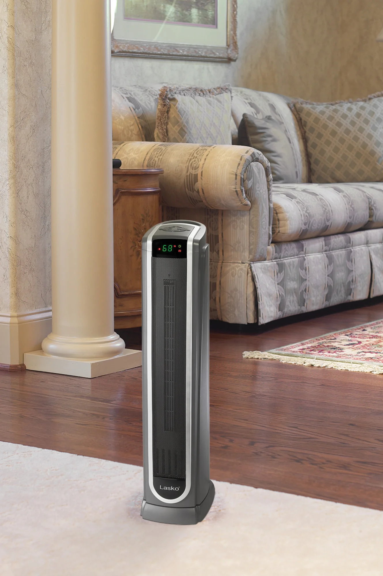 Lasko 1500W Ceramic Tower Space Heater with Logic Center Digital Remote, 5572, Black - Image 8